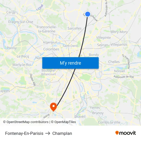 Fontenay-En-Parisis to Champlan map