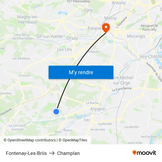 Fontenay-Les-Briis to Champlan map