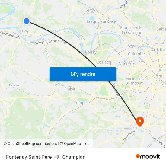 Fontenay-Saint-Pere to Champlan map
