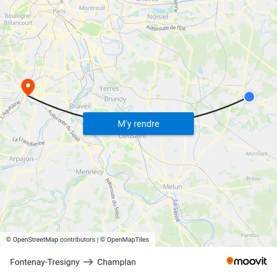 Fontenay-Tresigny to Champlan map