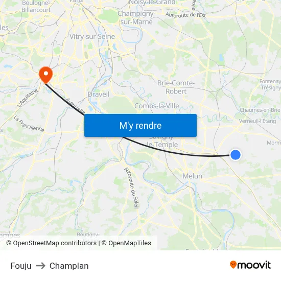 Fouju to Champlan map