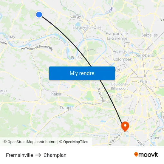 Fremainville to Champlan map
