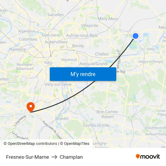 Fresnes-Sur-Marne to Champlan map