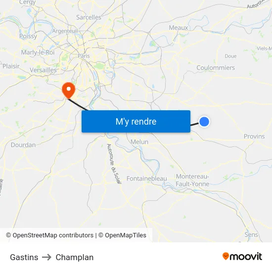 Gastins to Champlan map