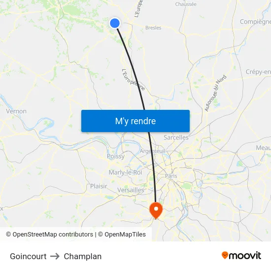 Goincourt to Champlan map