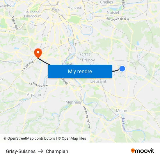 Grisy-Suisnes to Champlan map