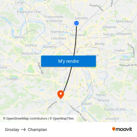 Groslay to Champlan map