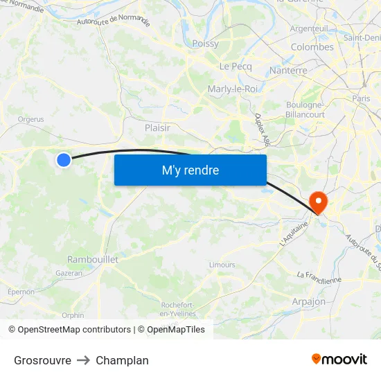 Grosrouvre to Champlan map