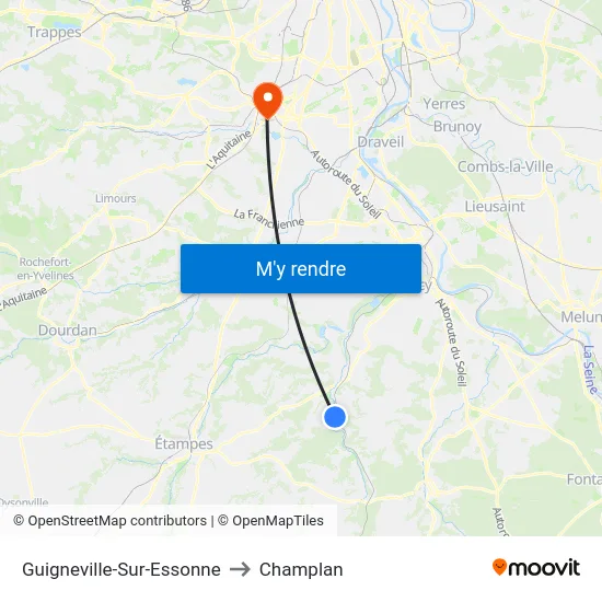 Guigneville-Sur-Essonne to Champlan map