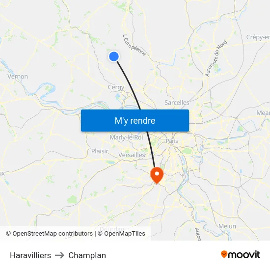 Haravilliers to Champlan map