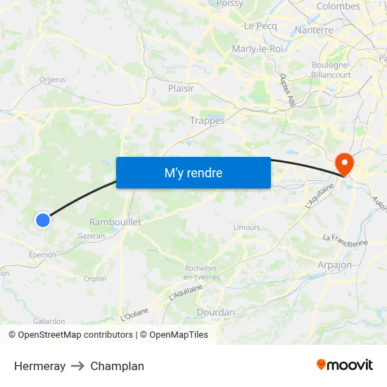 Hermeray to Champlan map