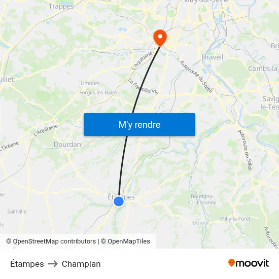 Étampes to Champlan map