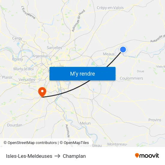 Isles-Les-Meldeuses to Champlan map