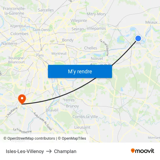 Isles-Les-Villenoy to Champlan map