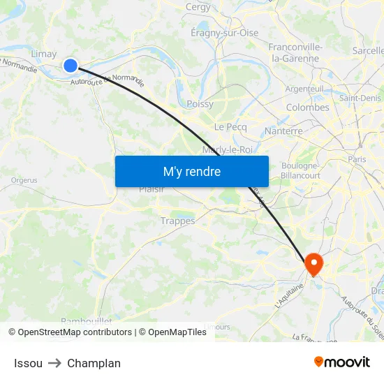 Issou to Champlan map