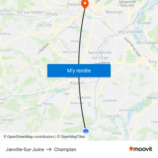 Janville-Sur-Juine to Champlan map
