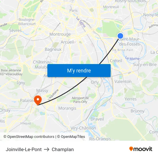 Joinville-Le-Pont to Champlan map