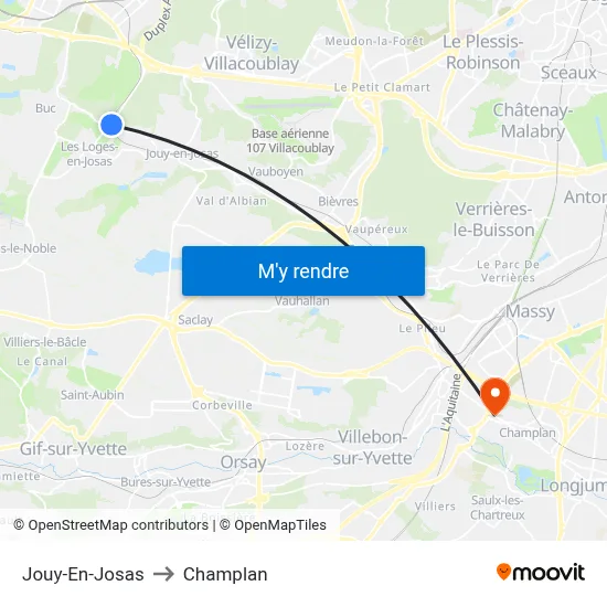 Jouy-En-Josas to Champlan map