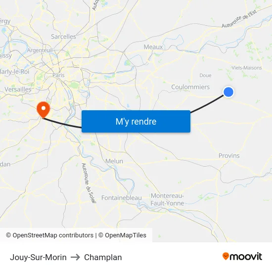 Jouy-Sur-Morin to Champlan map