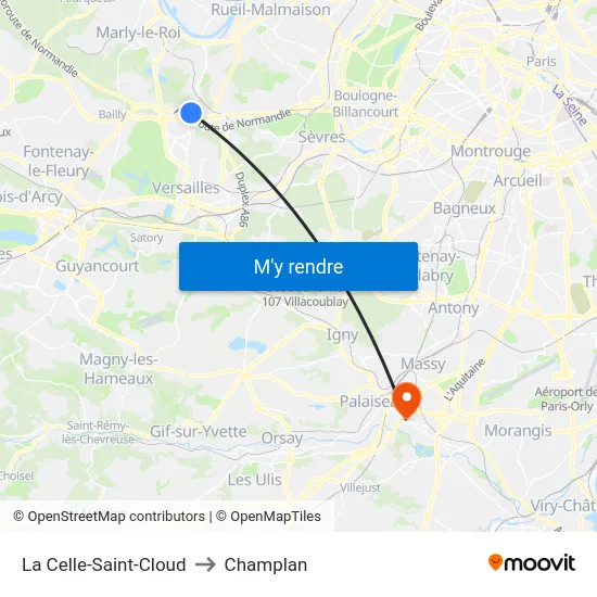 La Celle-Saint-Cloud to Champlan map