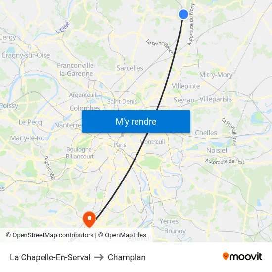 La Chapelle-En-Serval to Champlan map