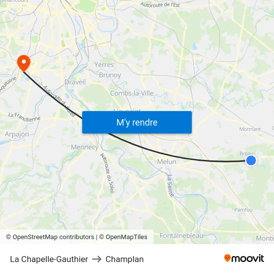 La Chapelle-Gauthier to Champlan map
