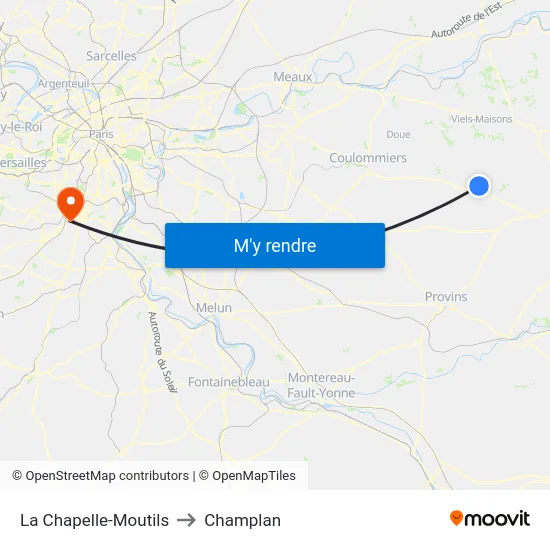 La Chapelle-Moutils to Champlan map