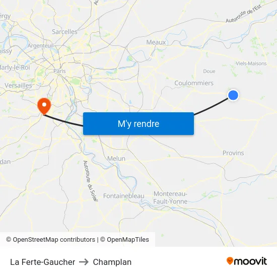La Ferte-Gaucher to Champlan map