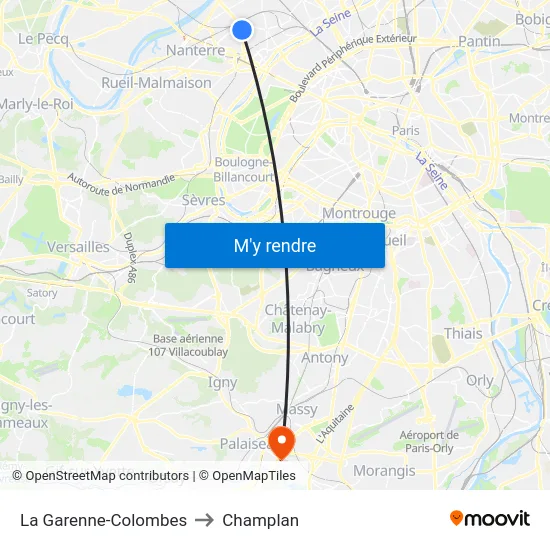 La Garenne-Colombes to Champlan map