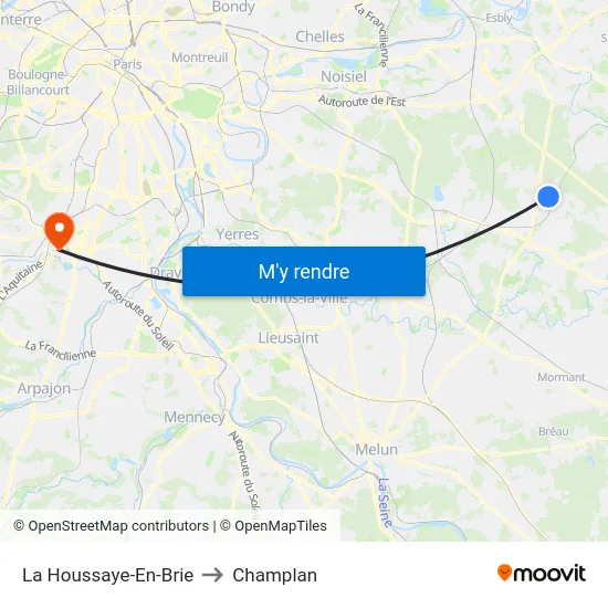 La Houssaye-En-Brie to Champlan map