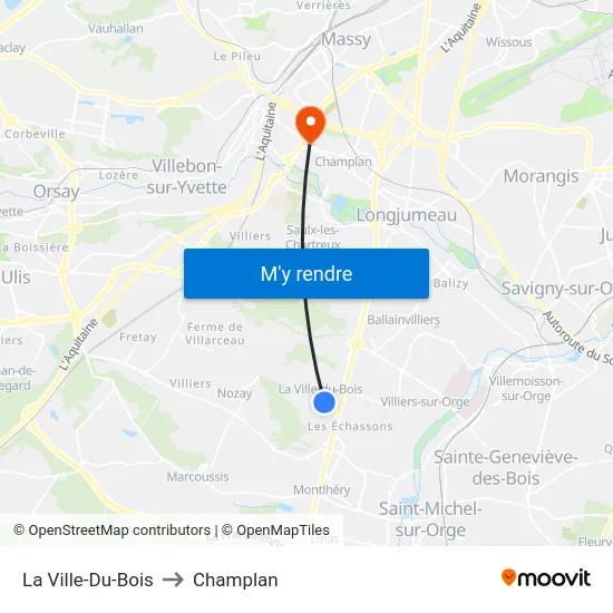 La Ville-Du-Bois to Champlan map