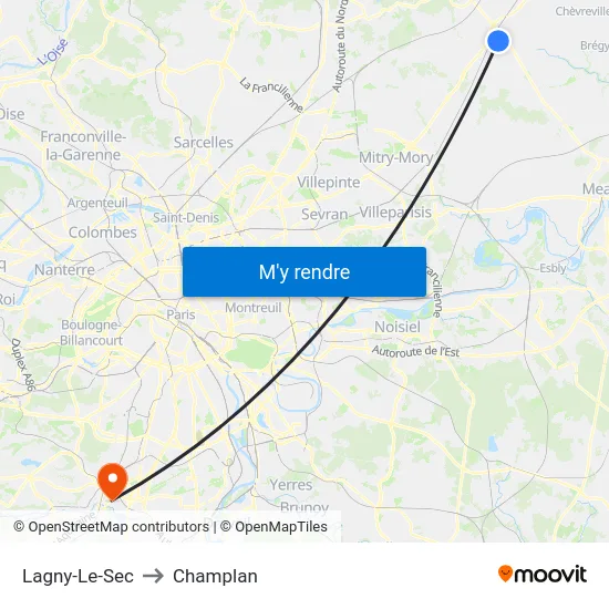 Lagny-Le-Sec to Champlan map
