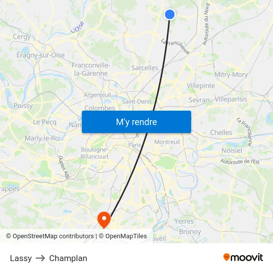 Lassy to Champlan map