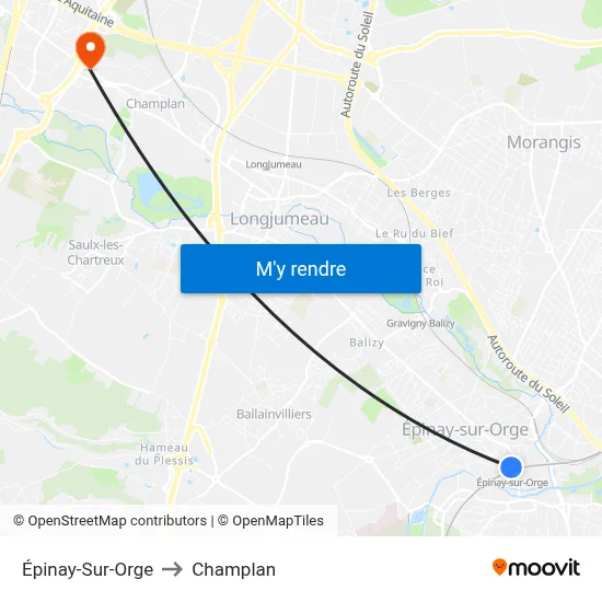 Épinay-Sur-Orge to Champlan map
