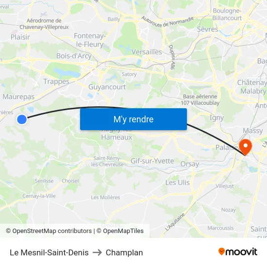 Le Mesnil-Saint-Denis to Champlan map