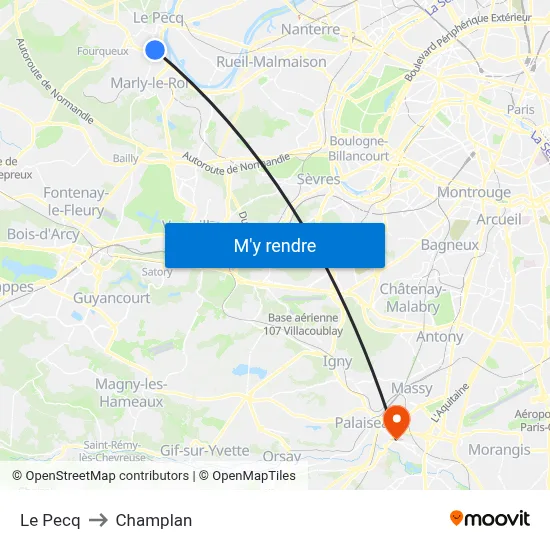 Le Pecq to Champlan map