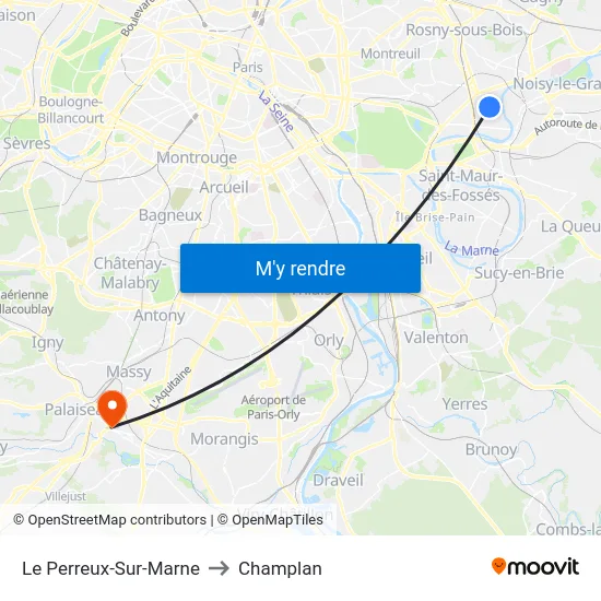 Le Perreux-Sur-Marne to Champlan map