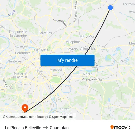 Le Plessis-Belleville to Champlan map