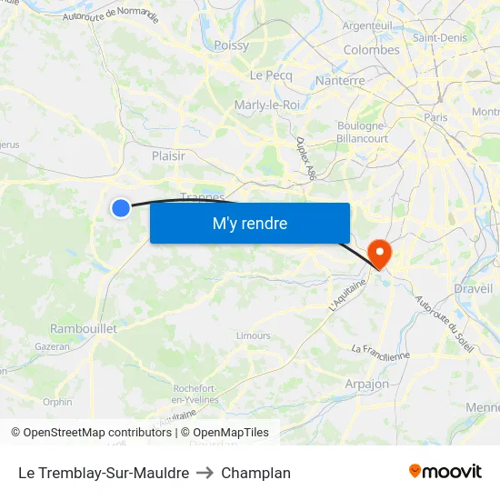Le Tremblay-Sur-Mauldre to Champlan map