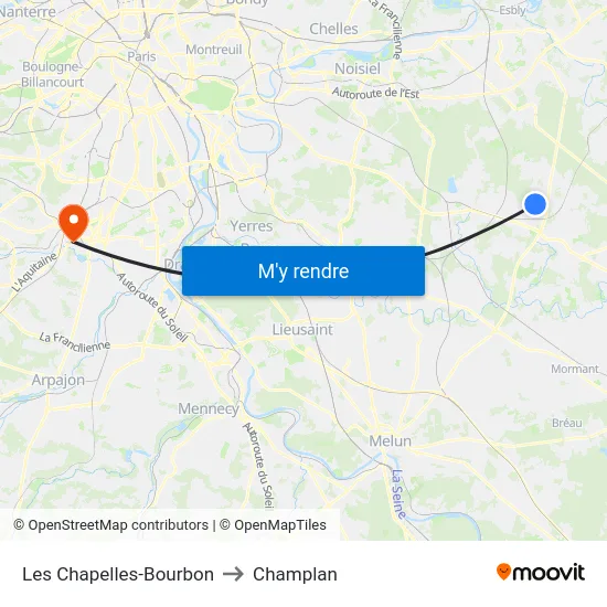 Les Chapelles-Bourbon to Champlan map