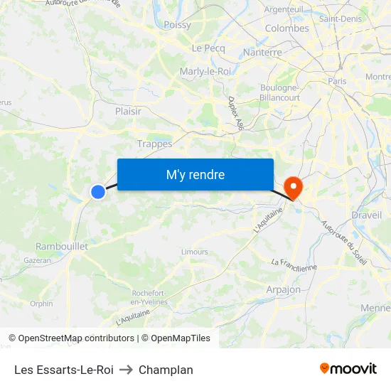 Les Essarts-Le-Roi to Champlan map