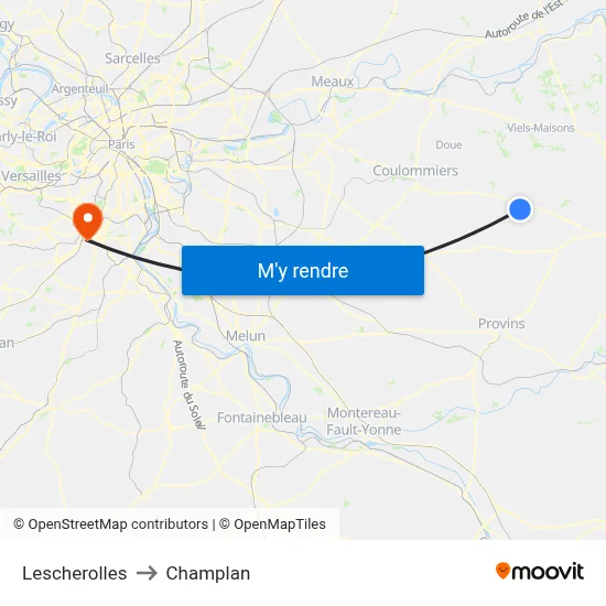 Lescherolles to Champlan map