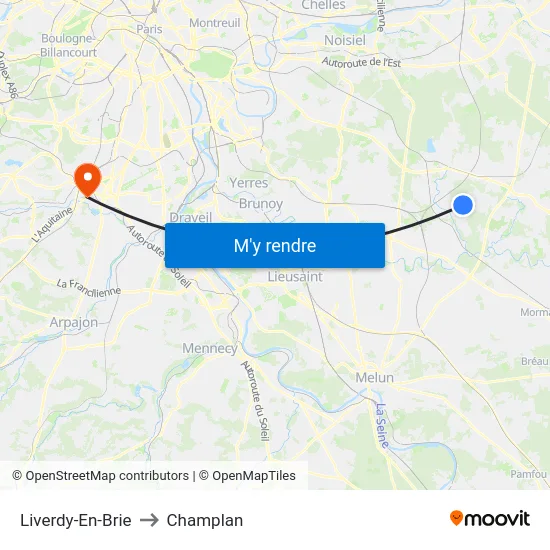Liverdy-En-Brie to Champlan map