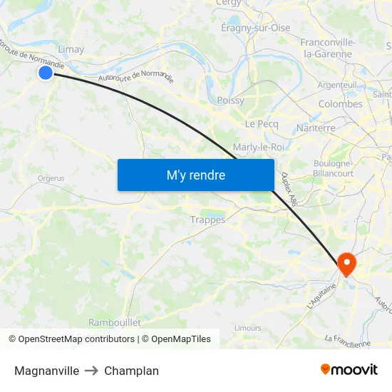 Magnanville to Champlan map