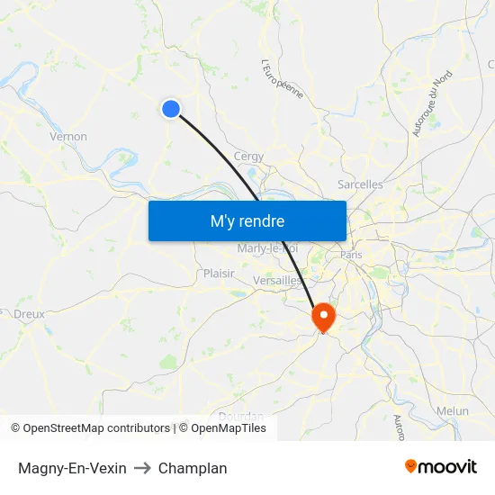 Magny-En-Vexin to Champlan map