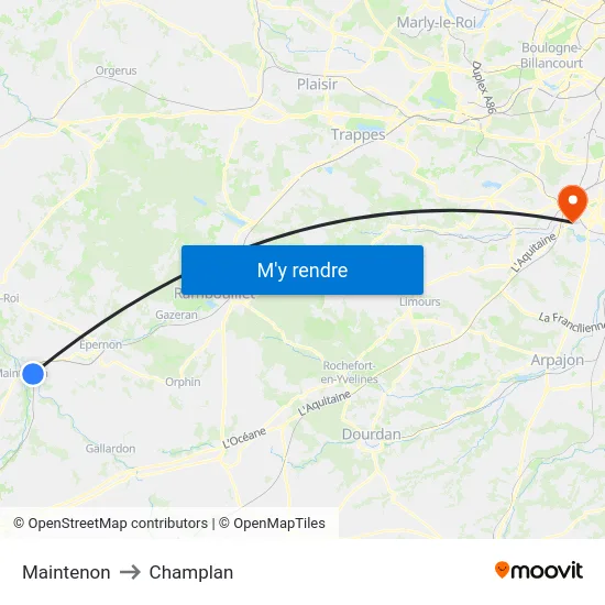 Maintenon to Champlan map