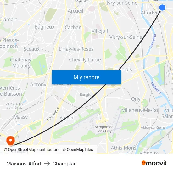 Maisons-Alfort to Champlan map