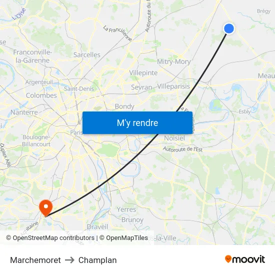 Marchemoret to Champlan map