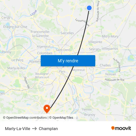 Marly-La-Ville to Champlan map
