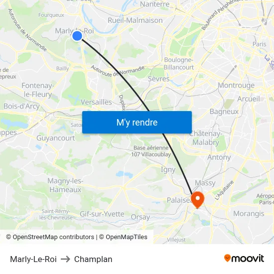 Marly-Le-Roi to Champlan map